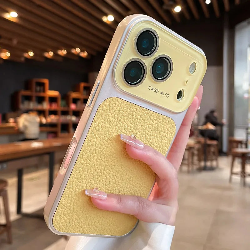 Luxury Lychee-Leder Hülle für iPhone — Eleganz trifft Schutz
