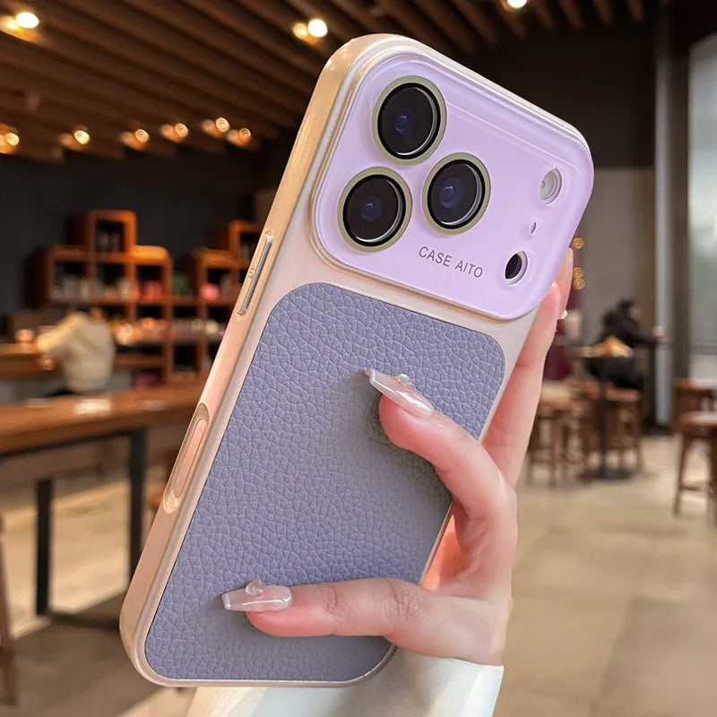 Luxury Lychee-Leder Hülle für iPhone — Eleganz trifft Schutz