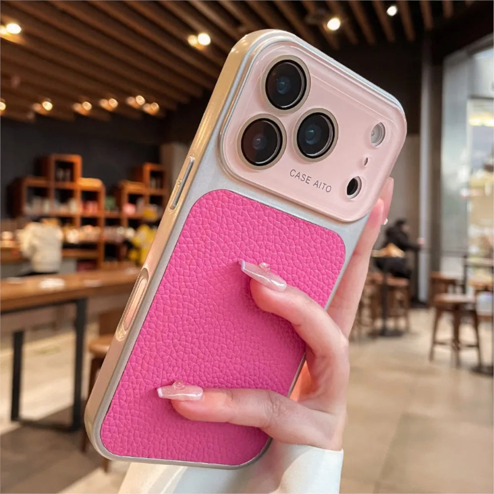 Luxury Lychee-Leder Hülle für iPhone — Eleganz trifft Schutz