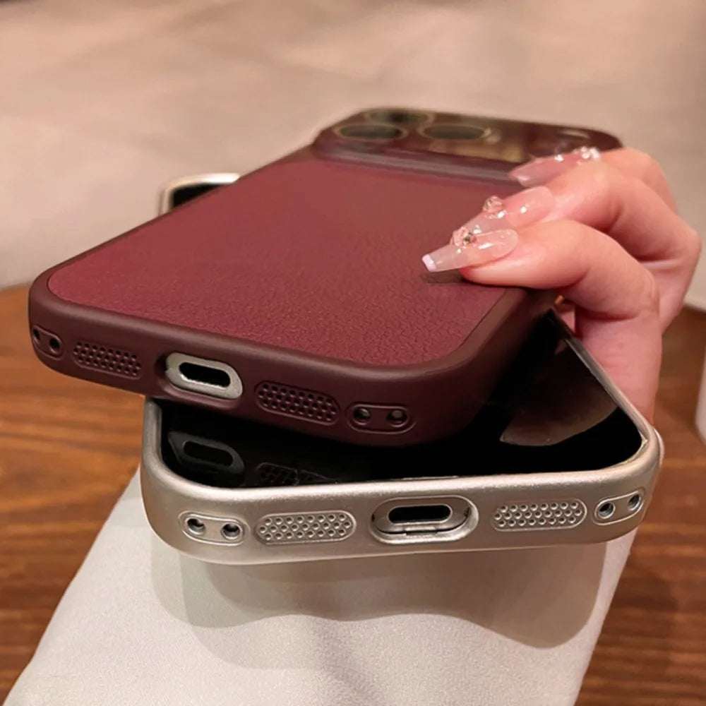 Luxury Lychee-Leder Hülle für iPhone — Eleganz trifft Schutz