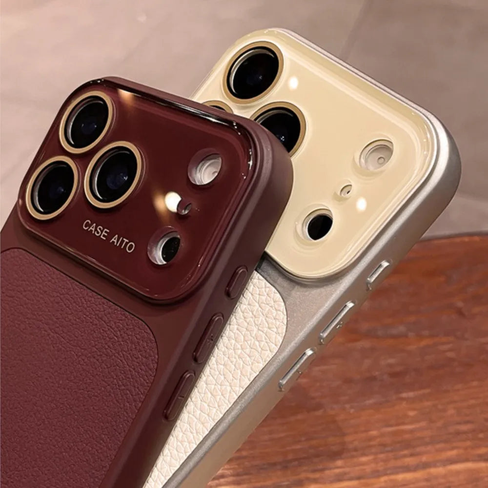 Luxury Lychee-Leder Hülle für iPhone — Eleganz trifft Schutz