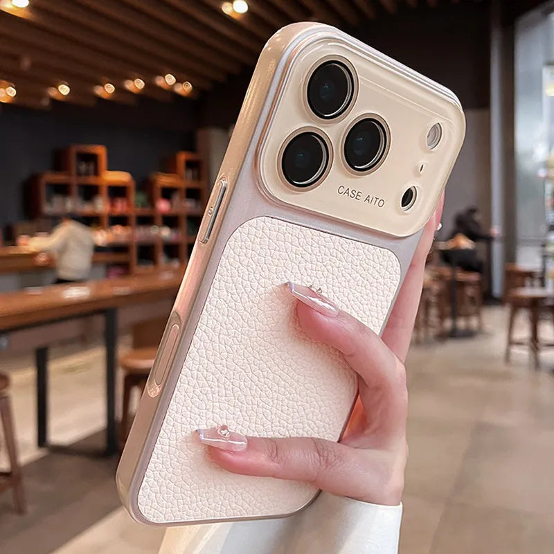Luxury Lychee-Leder Hülle für iPhone — Eleganz trifft Schutz