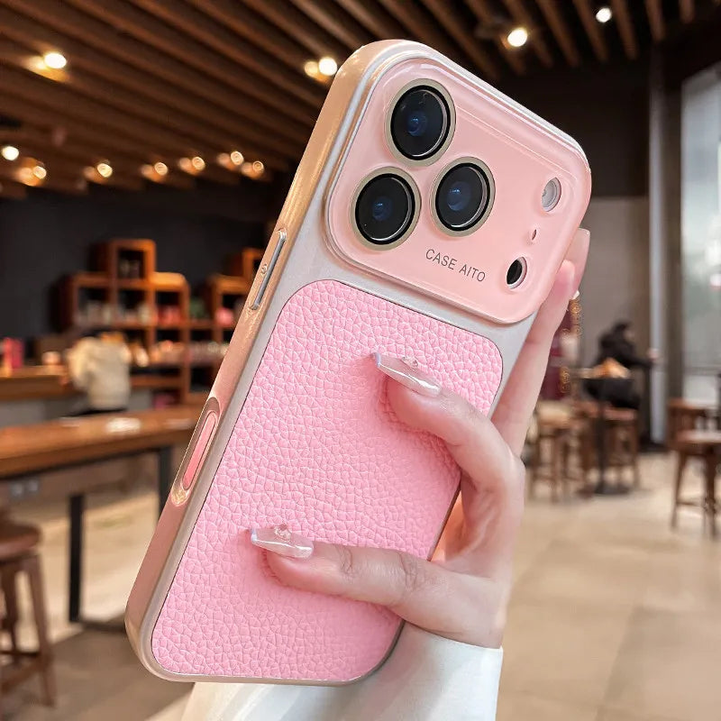 Luxury Lychee-Leder Hülle für iPhone — Eleganz trifft Schutz