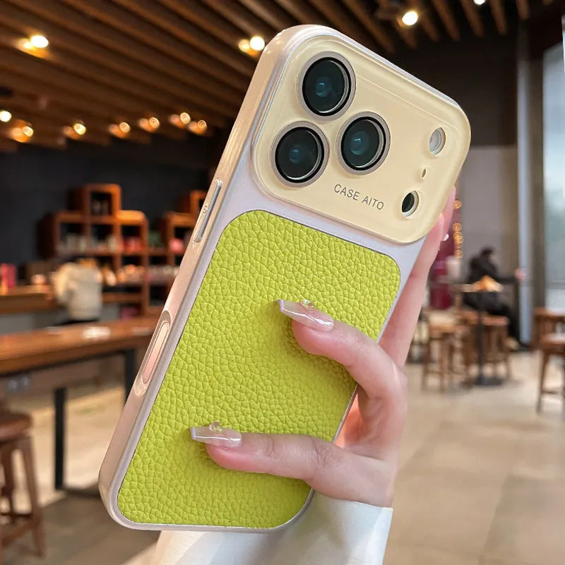 Luxury Lychee-Leder Hülle für iPhone — Eleganz trifft Schutz