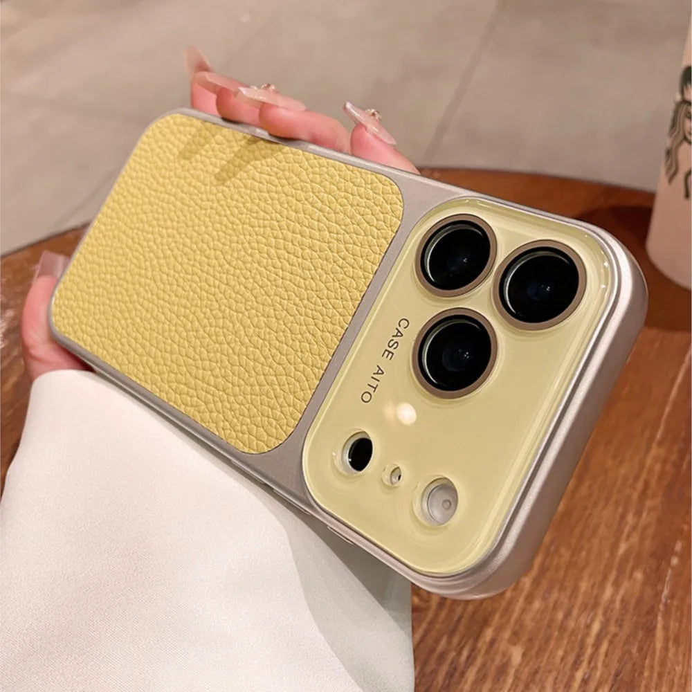 Luxury Lychee-Leder Hülle für iPhone — Eleganz trifft Schutz