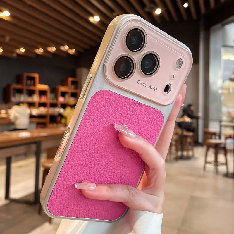 Luxury Lychee-Leder Hülle für iPhone — Eleganz trifft Schutz