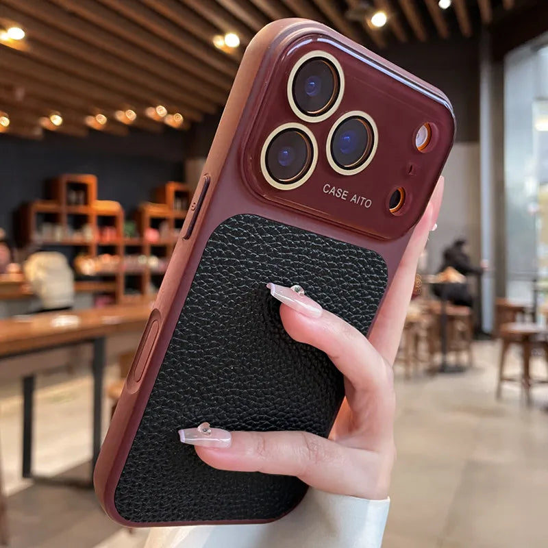 Luxury Lychee-Leder Hülle für iPhone — Eleganz trifft Schutz