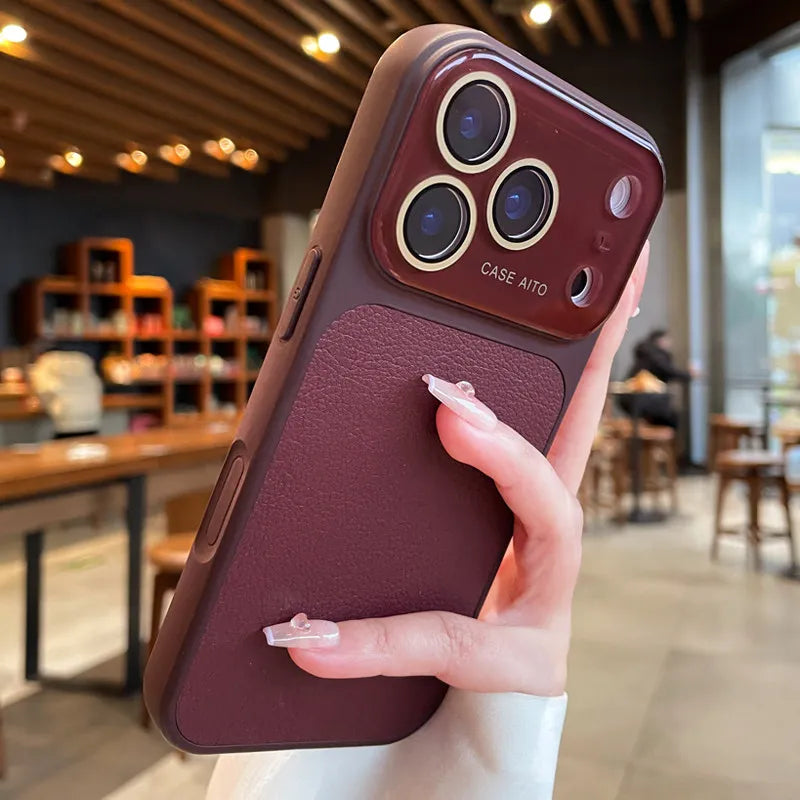 Luxury Lychee-Leder Hülle für iPhone — Eleganz trifft Schutz