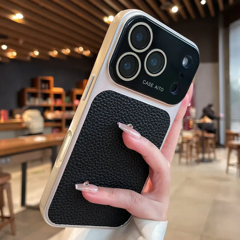 Luxury Lychee-Leder Hülle für iPhone — Eleganz trifft Schutz